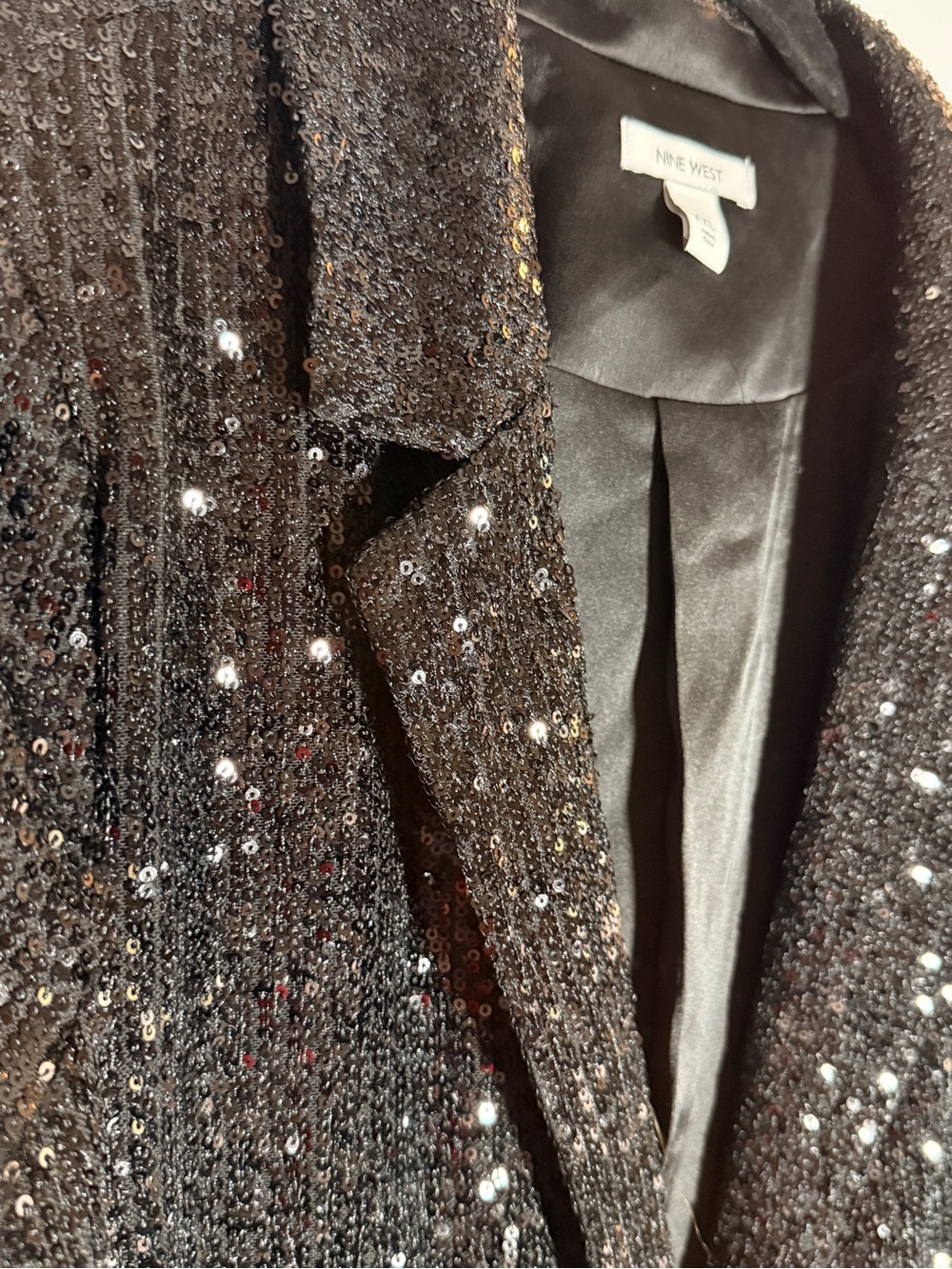 Nine West Black Sequined Blazer Jacket - Picture 3 of 6
